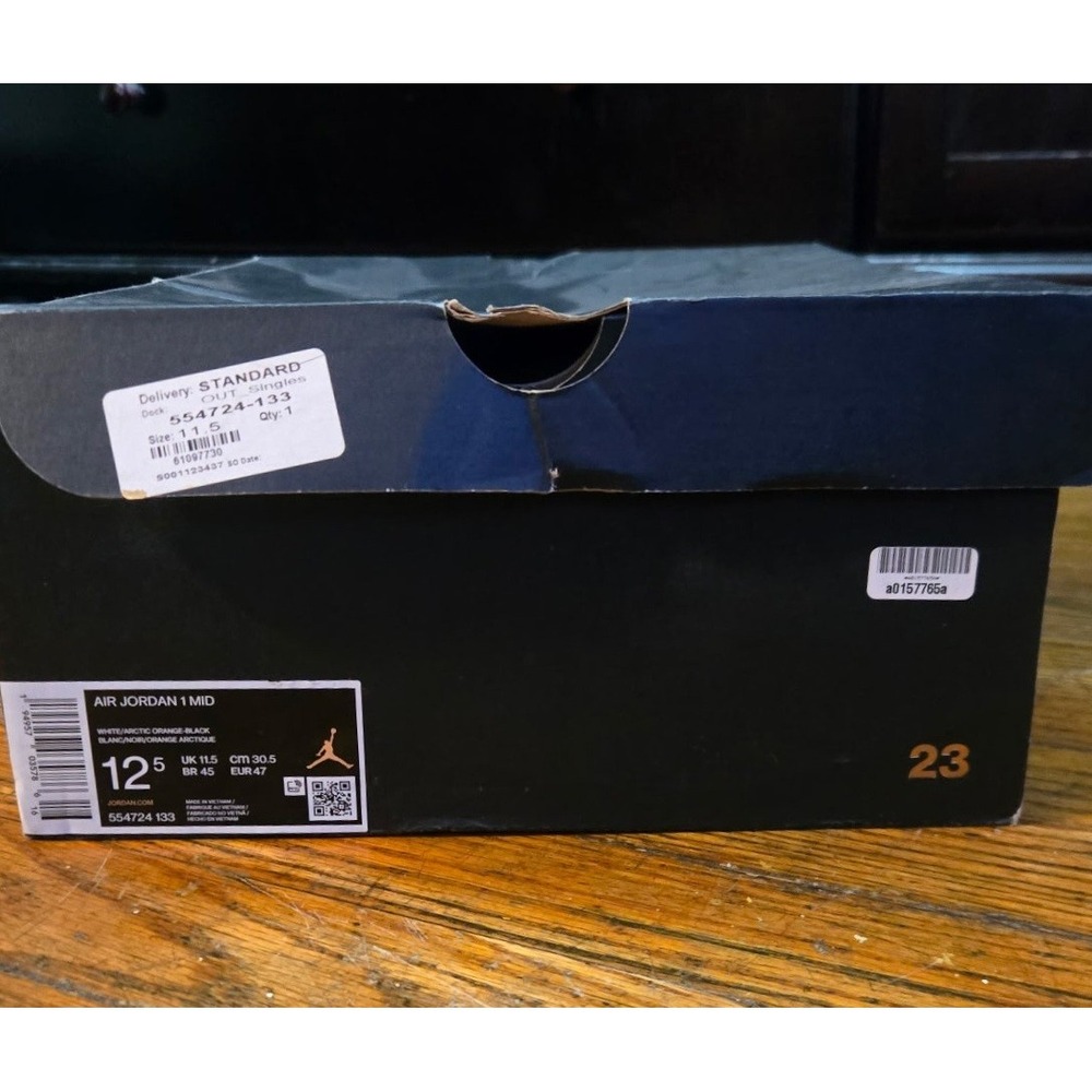 Nike Air Jordan 1 Mid Arctic Orange Black White Mens Size 12.5 Sneaker BOX ONLY